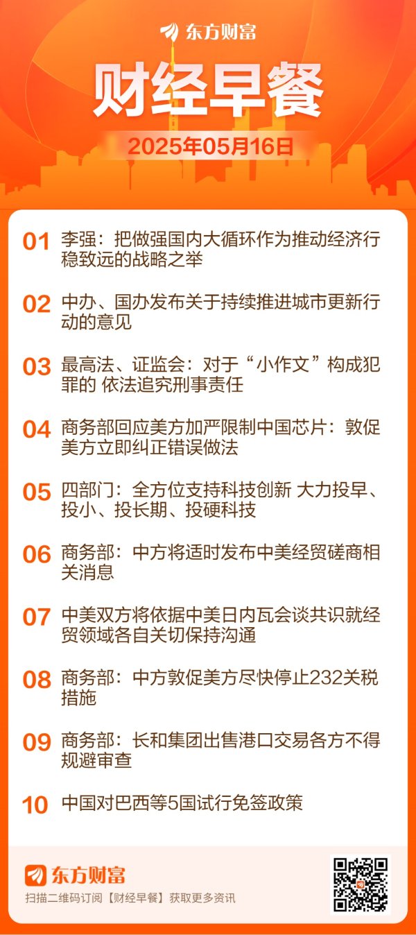 股票配资服务中心 【5月16日Choice早班车】李强：把做强国内大循环作为推动经济行稳致远的战略之举