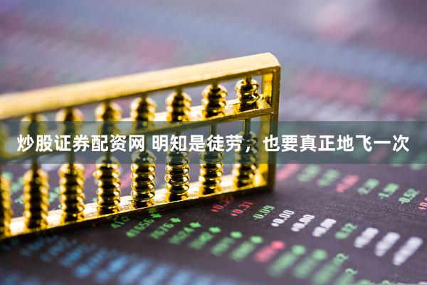 炒股证券配资网 明知是徒劳，也要真正地飞一次